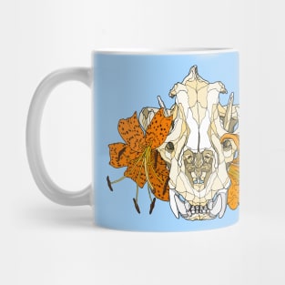 Tiger Skull with Tiger Lilies Mug